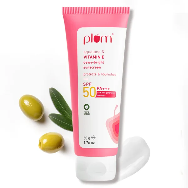 plum Squalane & Vitamin E SPF 50 PA+++ Dewy-Bright Sunscreen-50 gram