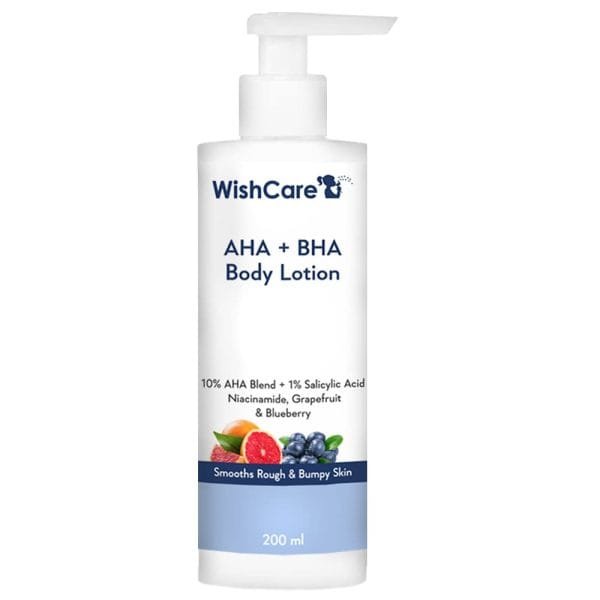 Wishcare 10% AHA + 1% BHA Body Lotion ? Smooths Rough & Bumpy Skin ? With Niacinamide, Blueberry & Grapefruit 200ml