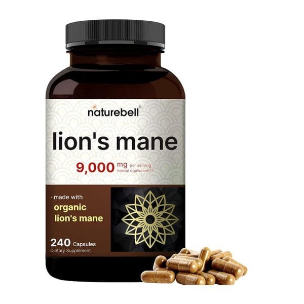NatureBell Lions Mane Supplement 9000mg Per Serving – 240 Capsules