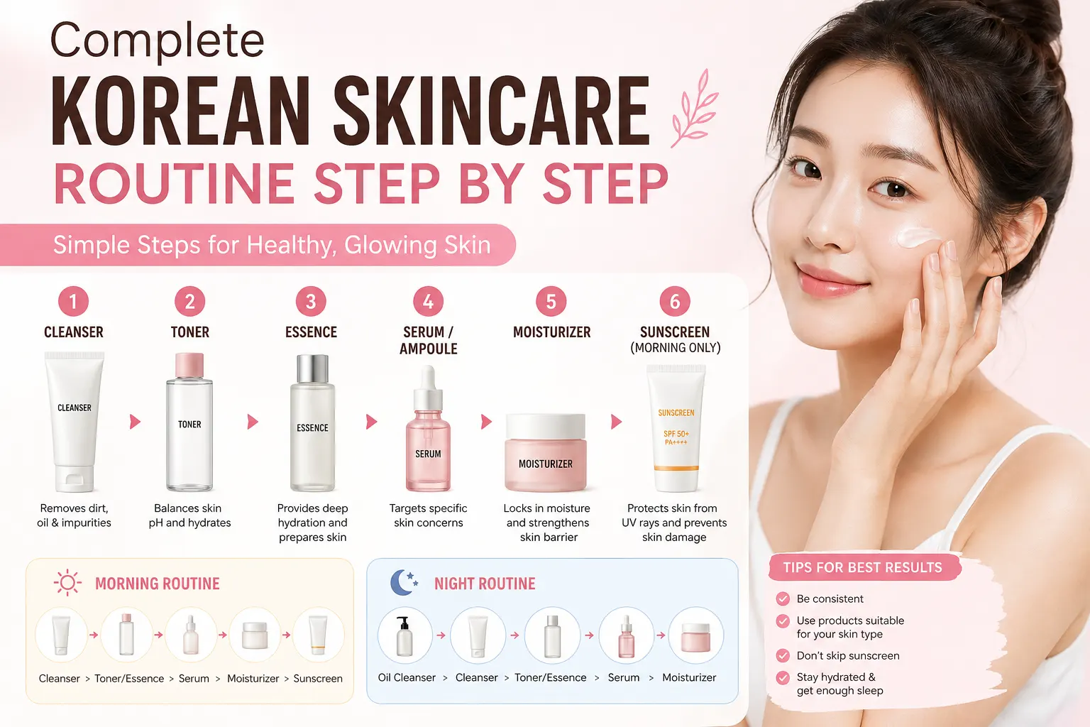 Complete korean skincare routine step by step